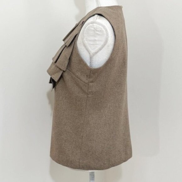 Banana Republic Tan & Gold Box Pleat Wool Blend Sleeveless Top Size S - Picture 4 of 6